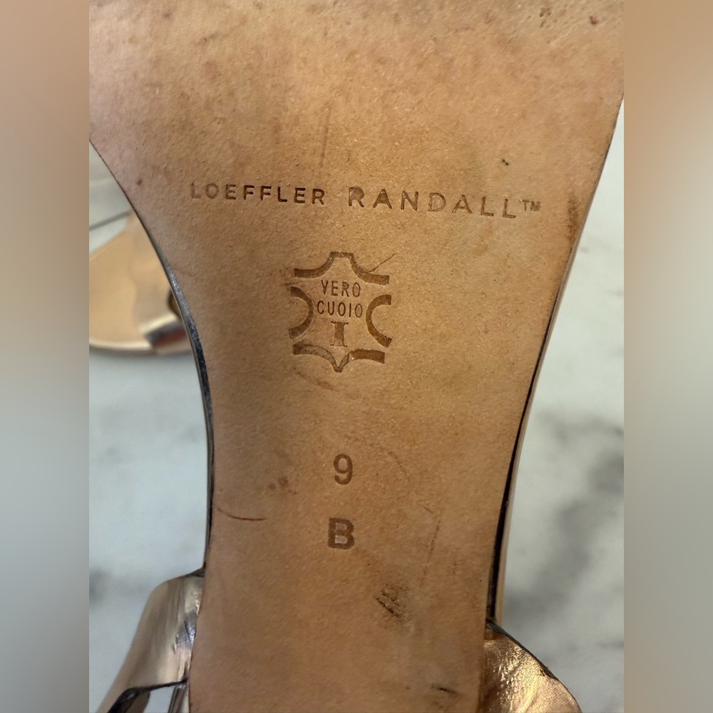 Loeffler Randall Metallic Scalloped Ankle Strap Heels Size 9 - Picture 6 of 12